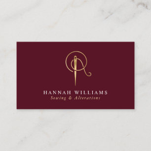 Bordeaux en goudmonogram, naaien en wijzigen visitekaartje