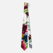 Bordeaux en marine aquarel bloem bruiloft stropdas (Voorkant)