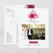 Bordeaux en Roze Herfst Trouw Dankjewel Briefkaart (Voorkant / Achterkant)