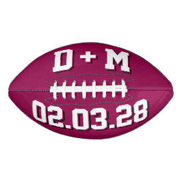 BORDEAUX EN WIT Huwelijksinitiëlen en datum American Football