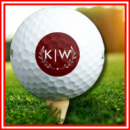 Bordeaux en Wit | Modern Initialen Monogram Golfballen