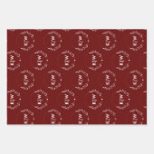 Bordeaux en Wit | Modern Initialen Monogram Inpakpapier Vel (Voorkant 3)