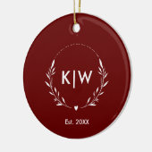 Bordeaux en Wit | Modern Initialen Monogram Keramisch Ornament (Links)