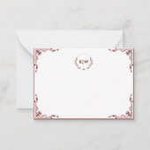 Bordeaux en Wit | Modern Initialen Monogram Notitiekaartje (Voorkant)
