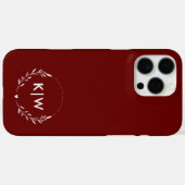 Bordeaux en wit | Monogram moderne Initialen Case-Mate iPhone Case (Achterkant (horizontaal))