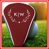 Bordeaux en wit | Monogram moderne Initialen Golfheadcover