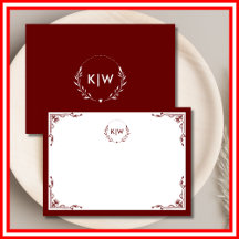 Bordeaux en wit | Monogram moderne Initialen