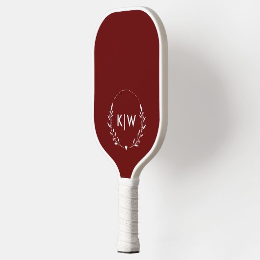 Bordeaux en wit | Monogram moderne Initialen Pickleball Paddle (Links)
