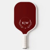 Bordeaux en wit | Monogram moderne Initialen Pickleball Paddle (Achterkant)