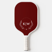 Bordeaux en wit | Monogram moderne Initialen Pickleball Paddle (Voorkant)