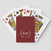 Bordeaux en wit | Monogram moderne Initialen Pokerkaarten (Achterkant)