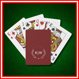 Bordeaux en wit | Monogram moderne Initialen Pokerkaarten