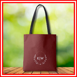 Bordeaux en wit | Monogram moderne Initialen Tote Bag