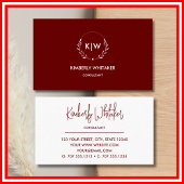 Bordeaux en wit | Monogram moderne Initialen Visitekaartje