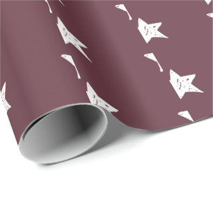 Bordeaux en wit sterpatroon cadeaupapier