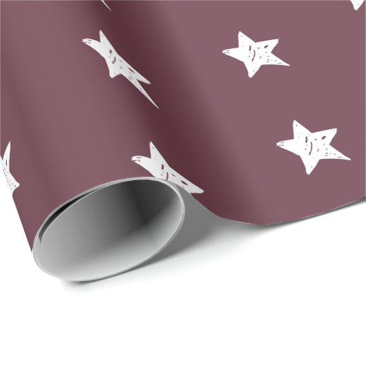 Bordeaux en wit sterpatroon cadeaupapier (Rol Hoek)