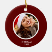 Bordeaux en Witte Moderne Initialen Monogram FOTO Keramisch Ornament (Voorkant)