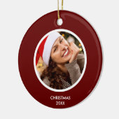 Bordeaux en Witte Moderne Initialen Monogram FOTO Keramisch Ornament (Links)