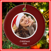 Bordeaux en Witte Moderne Initialen Monogram FOTO Keramisch Ornament