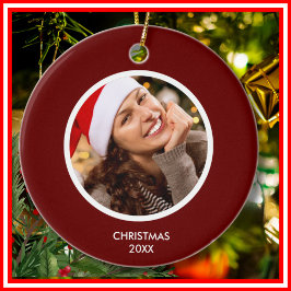 Bordeaux en Witte Moderne Initialen Monogram FOTO Keramisch Ornament