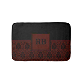 Bordeaux en zwart dameskeenpatroon met monogram badmat