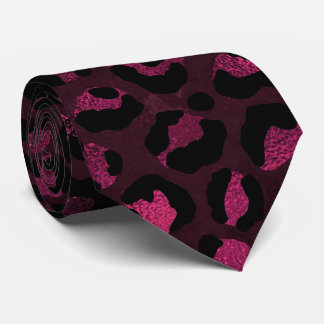 Bordeaux en zwart luipaardprint stropdas