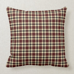 Bordeaux en Zwarte Schotse Plaid Vierkante Kussen