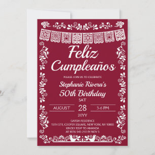Bordeaux Feliz Cumpleaños 50ste verjaardag Kaart