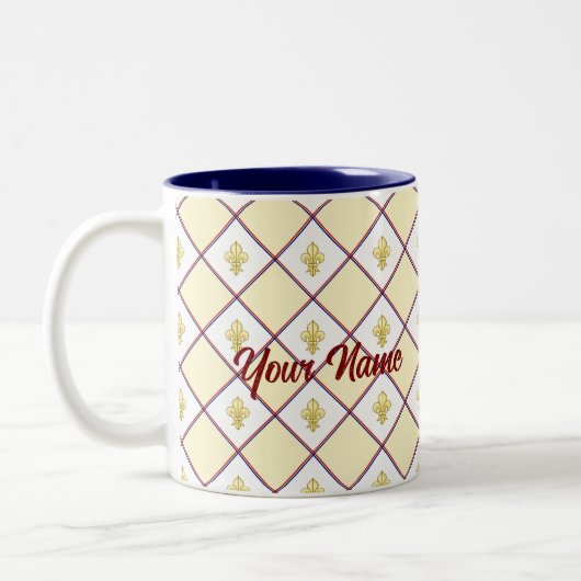 Bordeaux fleur-de-lis cup tweekleurige koffiemok (Links)