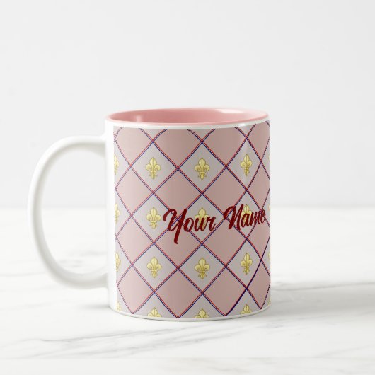 Bordeaux fleur-de-lis cup tweekleurige koffiemok (Links)