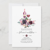 Bordeaux Floral Wine Tasting Couples Shower Kaart (Voorkant)