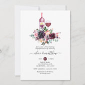 Bordeaux Floral Wine Tasting Engagement Kaart (Voorkant)