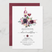 Bordeaux Floral Wine Tasting Engagement Kaart (Voorkant / Achterkant)