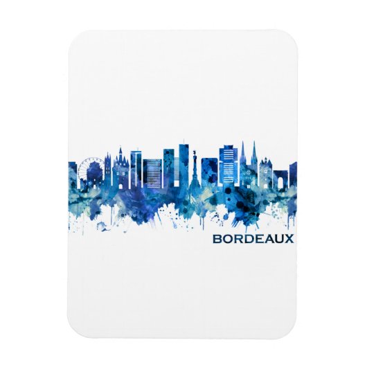 Bordeaux France Skyline Blue Magneet (Verticaal)
