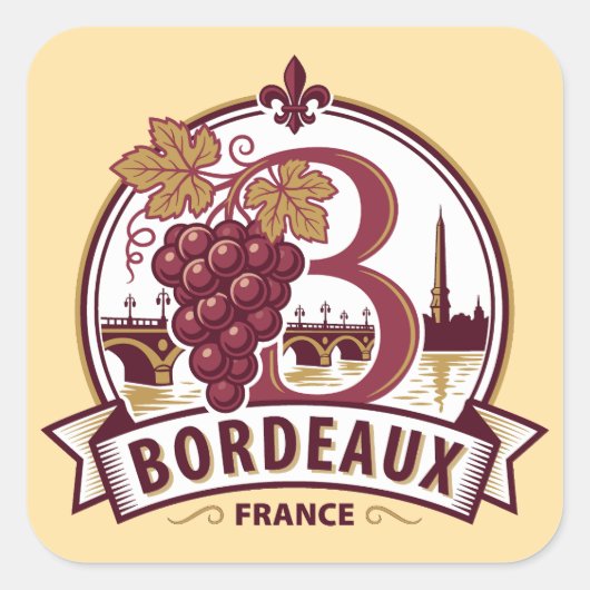Bordeaux France Vierkante Sticker (Voorkant)