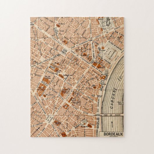 Bordeaux Frankrijk 11x14 Vintage Kaart Legpuzzel (Verticaal)