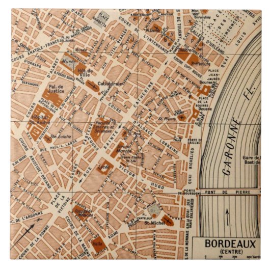 Bordeaux Frankrijk Kaart Tegeltje (Voorkant)