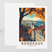 Bordeaux Frankrijk Reis Kunst Vintage Kaart (Voorkant / Achterkant)