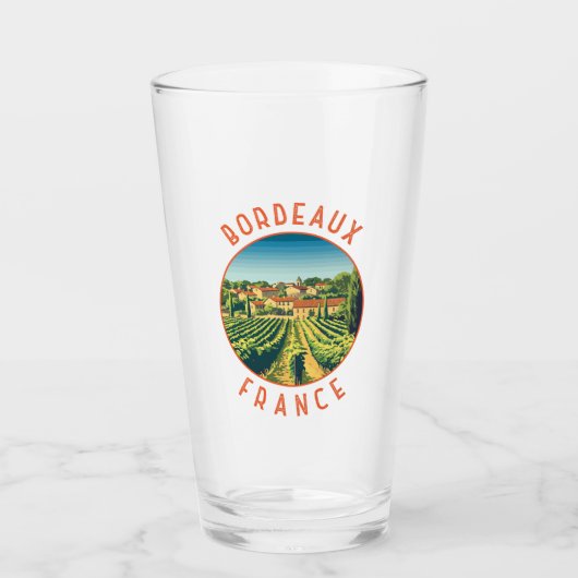 Bordeaux Frankrijk Retro Distressed Circle Glas (Voorkant)