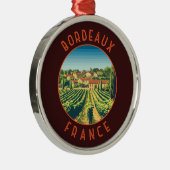 Bordeaux Frankrijk Retro Distressed Circle Metalen Ornament (Rechts)