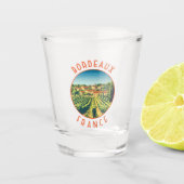 Bordeaux Frankrijk Retro Distressed Circle Shot Glas (Voorkant)