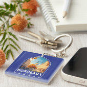 Bordeaux Frankrijk Travel Art Embleem Sleutelhanger (Voorkant Rechts)