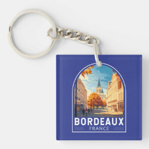 Bordeaux Frankrijk Travel Art Embleem Sleutelhanger