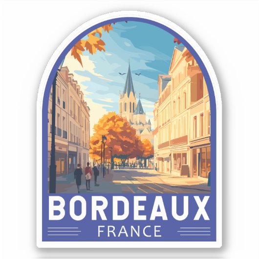 Bordeaux Frankrijk Travel Art Embleem Sticker (Voorkant)
