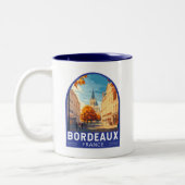 Bordeaux Frankrijk Travel Art Embleem Tweekleurige Koffiemok (Links)