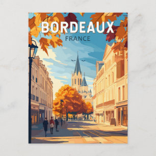 Bordeaux Frankrijk Vineyard Travel Art Vintage Briefkaart