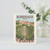 Bordeaux Frankrijk Vineyard Travel Art Vintage Briefkaart (Staand voorkant)