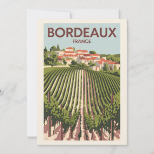 Bordeaux Frankrijk Vineyard Travel Art Vintage Kaart