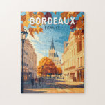 Bordeaux Frankrijk Vineyard Travel Art Vintage Legpuzzel<br><div class="desc">Bordeaux retro vector reisontwerp. Bordeaux,  het centrum van de beroemde wijnbouwregio,  is een havenstad aan de rivier de Garonne in het zuidwesten van Frankrijk.</div>
