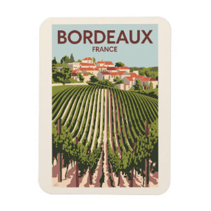 Bordeaux Frankrijk Vineyard Travel Art Vintage Magneet